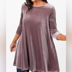 Agnes & Dora 3/4 Sleeve Velour Swing Dress